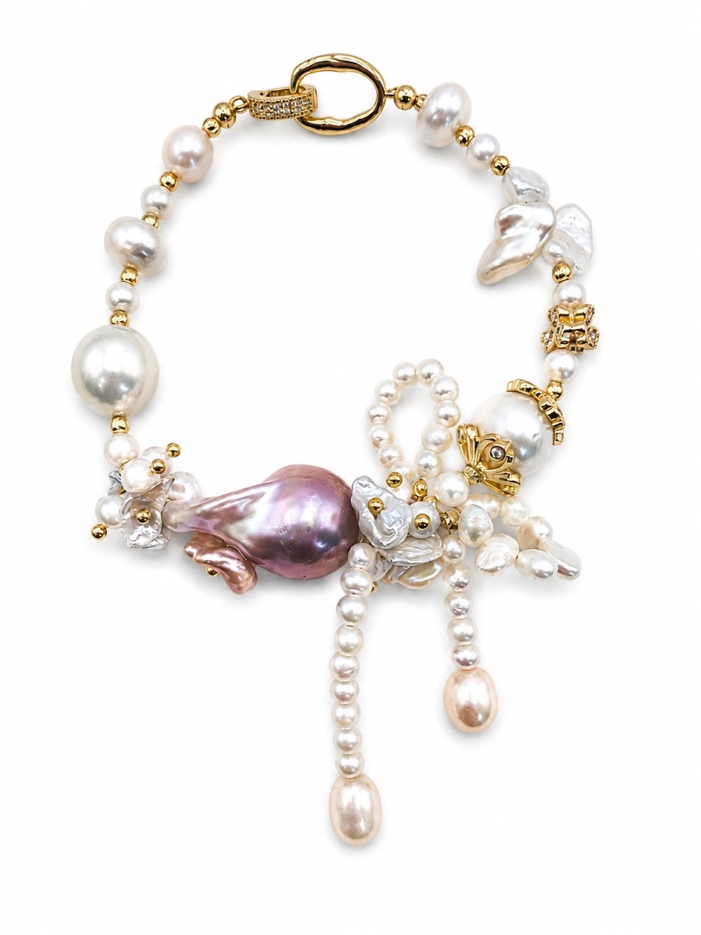 Orchid Pearl Statement Bracelet (#B89)